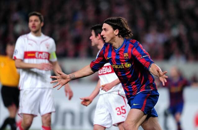 VfB Stuttgart (weiß) - FC Barcelona: 23.02.2010 JUBEL Zlatan Ibrahimovic (Barca) 