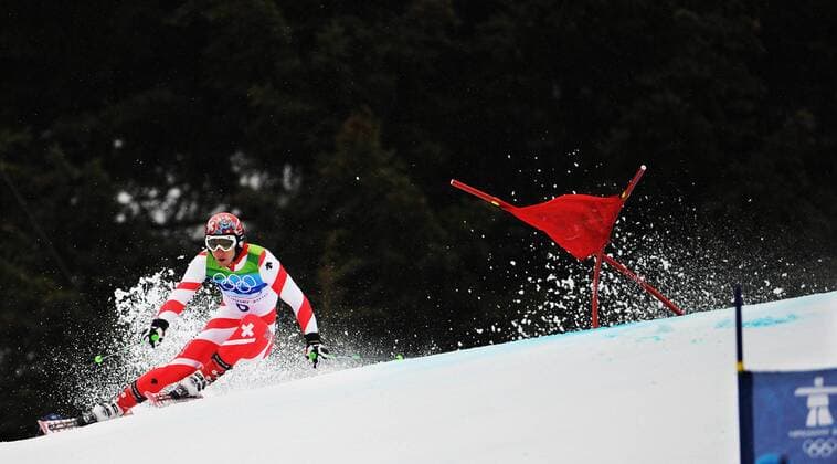 Carlo Janka of Switzerland competes in the men s GiantSlalom of alpine skiing at the 2010 Winter Olympic Games in Whistler, Canada, Feb. 23, 2010. 
