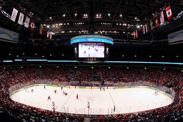 Vancouver , 240210 , Olympische Spiele Vancouver 2010 , Eishockey Play-Offs , Vancouver Canada Hockey Place, General Motors Place o0 Halle GM