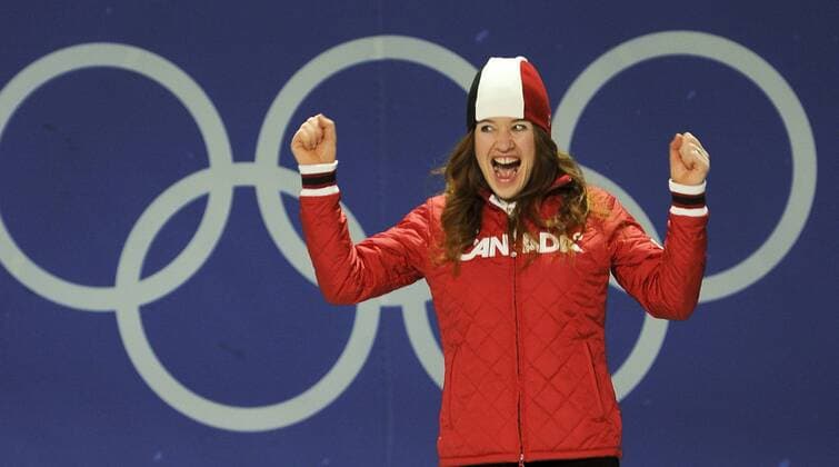 Feb. 24, 2010 - Vancouver, British Columbia, Canada - 02 24 10 - OLY - Canada s Clara Hughes wins a bronzemedal at the women s 5000m speed skate event at the Richmond Oval.  - ZUMAt14 o0 Siegerehrung Jubel Freude