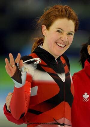Feb. 24, 2010 - Vancouver, British Columbia, Canada - 02 24 10 - OLY - Canada s Clara Hughes wins a bronzemedal at the women s 5000m speed skate event at the Richmond Oval...The Winter Olympics are on in Vancouver...  - ZUMAt14 o0 Jubel Freude
