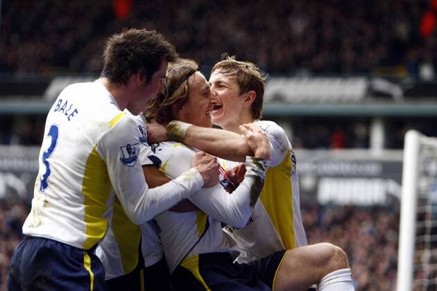 Football Tottenham s Luka Modric (C) celebrates his Goal - Tottenham Hotspur (white) v FC Everton (blue) -  o0 Freude