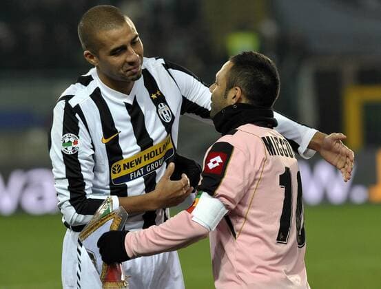 David Trezeguet (Juventus, li.) gegen Fabrizio Miccoli (Palermo) - Juventus Turin vs. US Palermo - giorgioxperottino