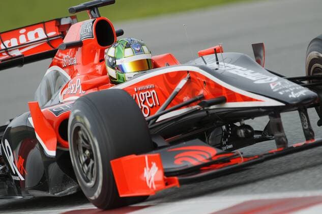 Lucas Di GRASSI (ITA) im Virgin VR-01 Boliden waehrend Formel 1 Testfahrten auf dem Circuito de Catalunya,