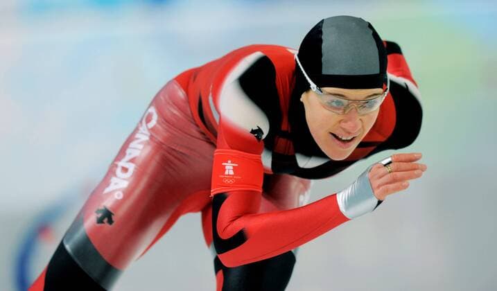 24 02 2010-Vancouver: Olympische Spiele 2010 Richmond Olympic Oval Eisschnelllauf 5000 Meter Frauen Clara Hughes (KANADA) 3. Platz