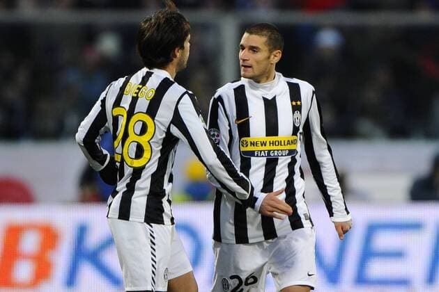 ACF Fiorentina AC (Blau) vs Juventus Turin (Weiß): Jubel Antonio Candreva r. und Diego  o0 Jubel Freude