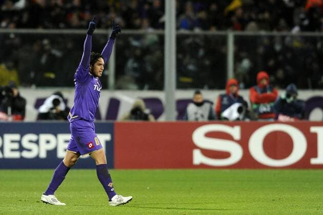 Firenze 9 03 2010 - Champions League AC Florenz - FC Bayern München, Juan Vargas (ACF Fiorentina) - Torjubel -  o0 Jubel, Freude