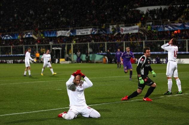 Arjen ROBBEN (Bayern) enttäuscht , AC Florenz - FC Bayern München, Champions League 2009 2010 o0 Enttäuschung, ACF Fiorentina