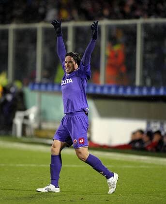 09.03.2010, Championsleague Achtelfinale Rückspiel, AC Florenz - FC Bayern München, im Stadion Artemio Franchi in Florenz. Torjubel Juan Vargas (ACF Fiorentina) o0 Jubel, Freude