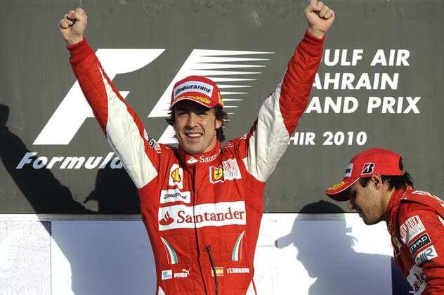 Fernando ALONSO (ESP),Ferrari,Jubel ,Siegerehrung, re:Felipe Massa (BRA,Ferrari) o0 Freude Sieg