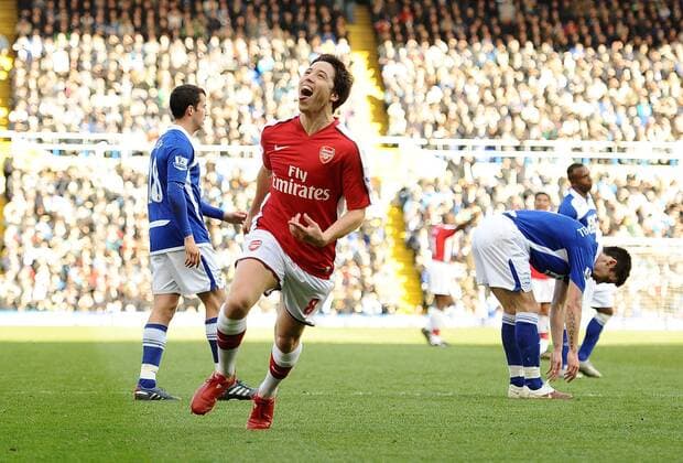 Football - Barclays Premiership - Birmingham City vs Arsenal FC London: Arsenal s Samir Nasri (C) celebrates -  o0 Jubel, Freude, Freud und Leid