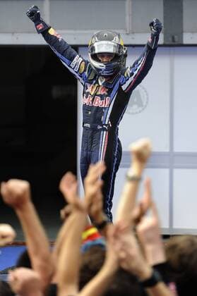 Sieger Sebastian VETTEL (GER), Red Bull Racing, jubelt - Rennen, Formel 1, GP von Malaysia, Sepang, 04.04.2010 o0 Sieg, Sieger, Jubel Freude