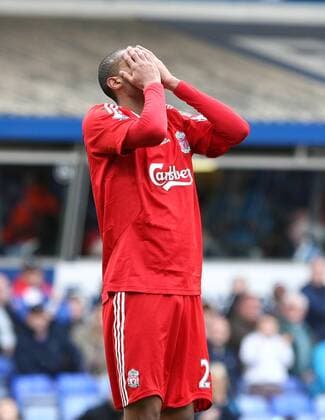 Football - Premier League - Birmingham City vs. Liverpool FC, David N Gog of Liverpool looks dejected after missing a good opportunity to put his team ahead at St Andrews, home of Birmingham City  o0 Ngog, Enttäuschung