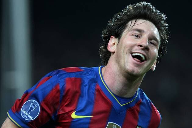 FC Barcelona s Lionel Messi celebrates goal during UEFA Champions League match. April 6, 2010.  (20100406139) o0 Jubel Freude