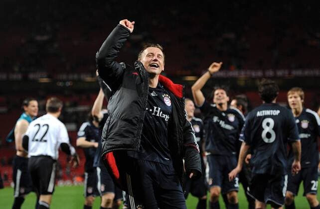 FUSSBALL Champions League Viertelfinal Rückspiel SAISON 2009 2010 Manchester United - FC Bayern München 07.04.2010 Ivica Olic (FCB) jubelt nach dem Abpfiff  o0 Freude