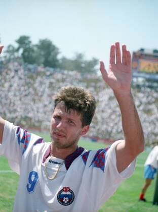 Oleg Salenko (Russland) jubelt -  1198248 FuÃŸball WM Herren WM 1994, Nationalteam, LÃ¤nderspiel PortrÃ¤t San Francisco Freude,