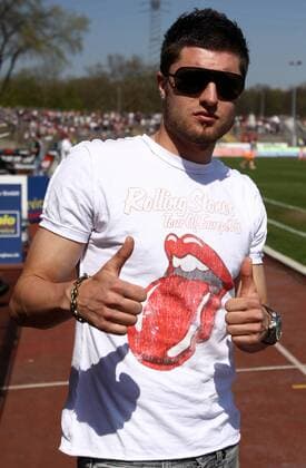 18.04.2010, Oberhausen, Fussball, 2. Bundesliga, Rot Weiß Oberhausen (RWO) - FC Energie Cottbus. Der gesperrte Moritz Stoppelkamp (Oberhausen) vor dem Spiel. o00 privat