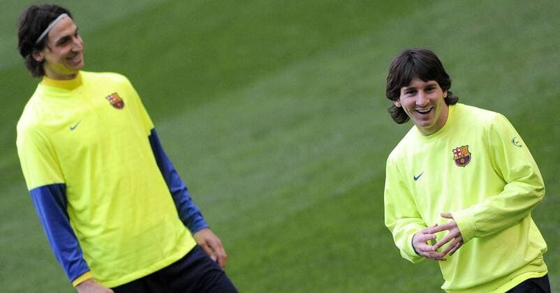 Training FC Barcelona Barca: Lionel Messi l.-Zlatan Ibrahimovic 