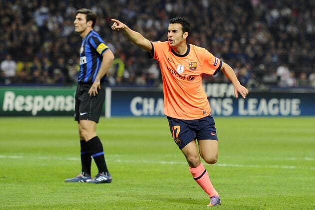 Mailand 20.04.2010 - Torjubel Pedro Rodriguez (FC Barcelona)  o0 Jubel, Freude o00 Pedrito