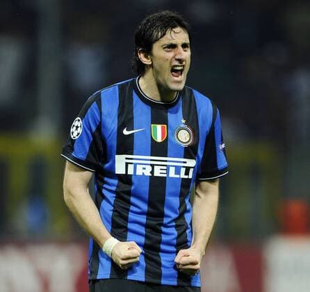 Diego Milito (Inter Mailand) - Torjubel Inter Mailand (blau) - FC Barcelona (orange),  o0 Jubel, Freude