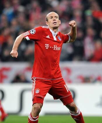 FUSSBALL International Champions League Hinspiel SAISON 2009 2010 FC Bayern Muenchen - Olympique Lyon 21.04.2010 Jubel nach dem 1:0 Arjen Robben (FCB)  o0 Freude o00 Einzelbild