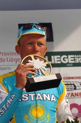 2010, Liege - Bastogne - Liege, Astana 2010, Alexander Vinokourov ,  o0 Objekte Pokal Trophäe o0 Freude