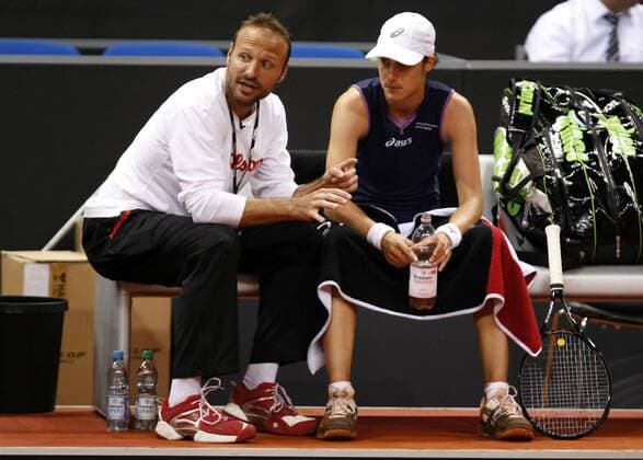 Porsche Tennis Grand Prix, WTA Tour, Damen Turnier in Stuttgart - Katarina Srebotnik (SLO) und ihr Trainer Jens Gerlach(GER),