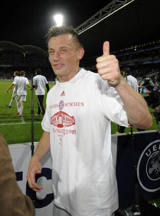27.04.2010, Championsleague Halbfinale Rückspiel, Olympique Lyon - FC Bayern München, im Stade Gerland in Lyon , Schlussjubel der Bayern ., Ivica Olic (Bayern München)..
