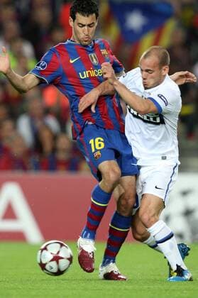 FC Barcelona (blau) - Inter Mailand (weiß), Barca, Inter Milan s Wesley Sneijder and Sergio Busquets of Barcelona  (20133254)