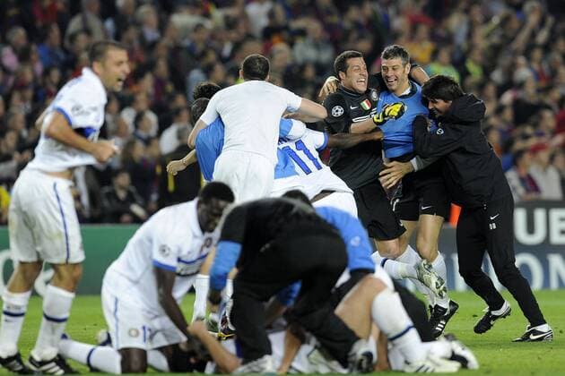 FC Barcelona (blau) - Inter Mailand (weiß), Barca, Schlussjubel Inter  o0 Jubel, Freude