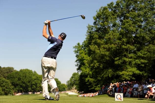 Jim Furyk USA hits off of the 4th tee box during the second round of the Quail Hollow Tournament in Charlotte, North Carolina on April 30, 2010.  CHA20100430303