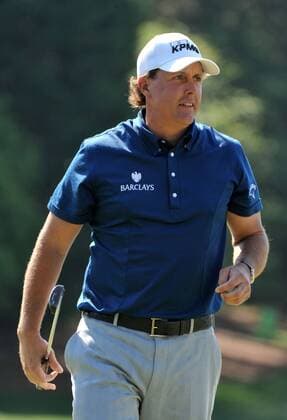 Phil Mickelson USA walks off of the 2nd green during the second round of the Quail Hollow Tournament in Charlotte, North Carolina on April 30, 2010.  CHA20100430312