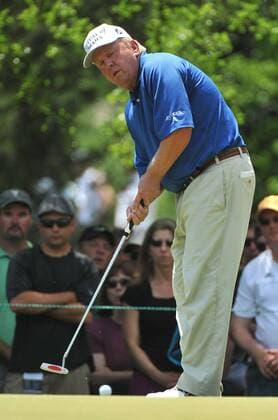Billy Mayfield (USA) putts on the 2nd green during the fourth round of the Quail Hollow Tournament in Charlotte, North Carolina on May 2, 2010.  CHA20100502318