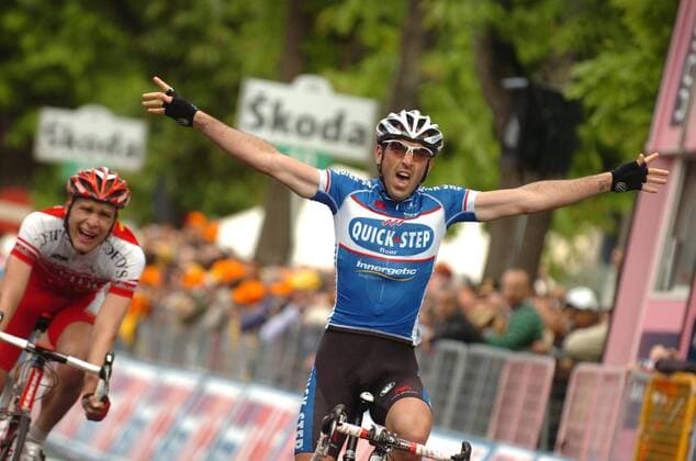 Giro d Italia 2010, 5. Etappe: Novara - Novi Ligure, Jerome Pineau (Quick Step, r), Julien Fouchard (Cofidis), -  o0 Jubel Freude