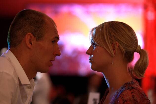 Arjen Robben of Bayern Muenchen smiles with his wife Bernadien during the Champions League banquett after the UEFA Champions League Final match between FC Bayern Muenchen and Inter Milan - May 22, 2010 in Madrid - Arjen Robben; Bernadien Robben  o0 Familie privat Frau Spielerfrau