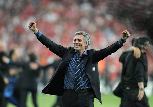 CHAMPIONS LEAGUE FINALE SAISON 2009 2010 FC Bayern Muenchen - Inter Mailand 22.05.2010 JUBEL Inter Trainer Jose Mourinho nach Spielende  o0 Freude