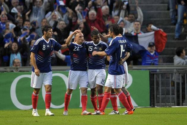 Frankreich vs Costa Rica - Jubel FRA mit Franck Ribery 2.l. JBAutissier 