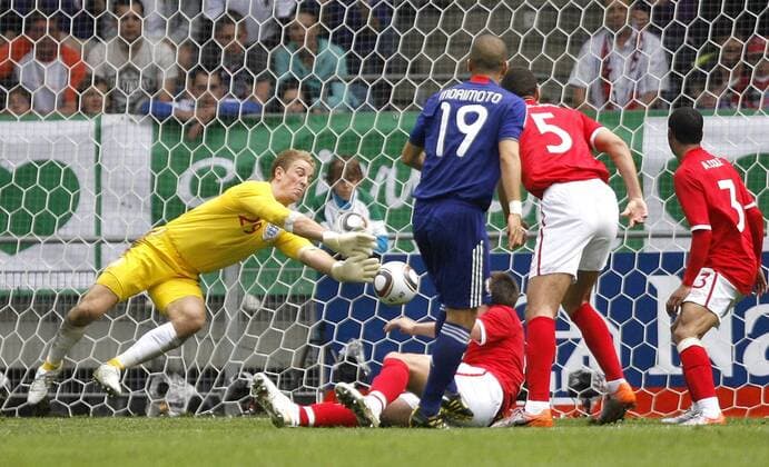 Joe Hart of England makes a save --- International Friendly Japan vs England 30th May, 2010 EDITORIAL USE ONLY. No use with unauthorised audio, video, data, fixture lists, club league logos or live services. Online in-match use limited to 120 images, no video emulation. No use in betting, games or single club league player publications. o0 Abwehr