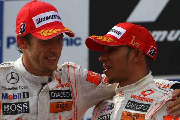 Race, Lewis Hamilton (GBR, right), McLaren Mercedes, MP4-25 race winner and Jenson Button (GBR), McLaren Mercedes, MP4-25 2nd position Turkish Grand Prix 28-30 May 2010  o0 Freude Sieg