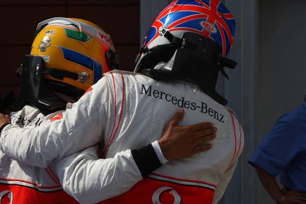 Race, Jenson Button (GBR, right), McLaren Mercedes, MP4-25 2nd position and Lewis Hamilton (GBR), McLaren Mercedes, MP4-25 race winner Turkish Grand Prix 28-30 May 2010  o0 Sieg Jubel Freude