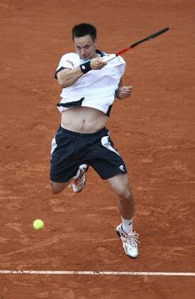 Robin Söderling, SWE, playing the quarterfinal of 2010 Tennis French Open in Paris at Roland Garros, 01 06 2010 -