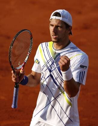 French Open 2010, Roland Garros, Paris, Tennis, Grand Slam, Jürgen Melzer (AUT) macht die Faust und jubelt o0 Freude