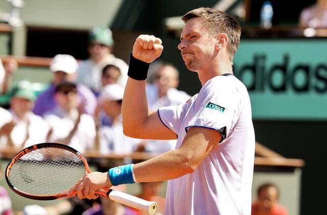 TENNIS - ATP World Tour, Grand Slam, Roland Garros French Open 2010. Bild zeigt den Jubel von Robin Soederling (SWE).  o0 Jubel, Freude
