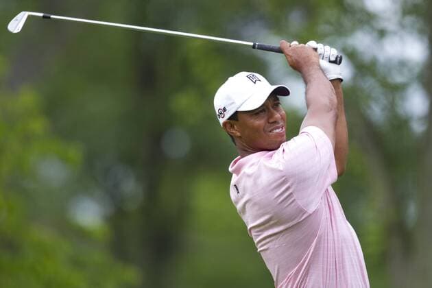 05 JUN 2010: Tiger Woods (USA) hits his tee shot on the 14th hole during the 3rd round of the Memorial Tournament held at Muirfield Village G.C. in Dublin, Ohio. Icon43910060573783 EDITORIAL USE ONLY