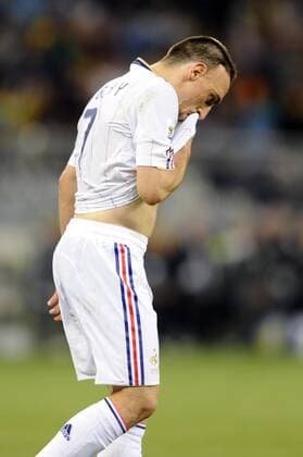 Franck RIBERY (FRA) ,Aktion enttäuscht . - Uruguay vs Frankreich (weiß). Vorrunde,Gruppe A, Fifa World Cup 2010
