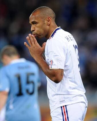 Thierry Henry of France reacts during a Group match of the 2010 FIFA World Cup against Uruguay in Cape Town, on June 11, 2010. The match ended with a 0-0 draw. - France (white) vs Uruguay - 