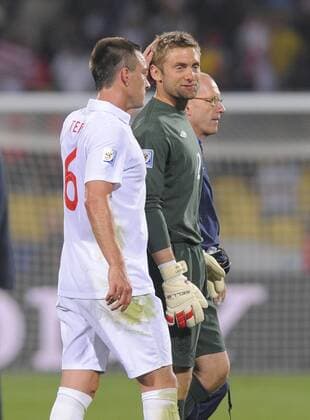 John Terry (L) of England consoles Robert Green of England as they leave the field , FIFA World Cup 2010 Group C, England - USA 12th June, 2010 - EDITORIAL USE ONLY. No use with unauthorised audio, video, data, fixture lists, club league logos or live services. Online in-match use limited to 120 images, no video emulation. No use in betting, games or single club league player publications.