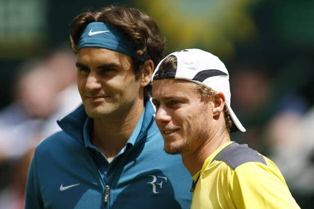 13.06.2010 - 18. Gerry Weber Open 2010 im Gerry Weber Stadion in Halle Westfalen: Tag 9 - Finale Finale Einzel - Roger Federer ( Schweiz ), links - Lleyton Hewitt Australien, rechts