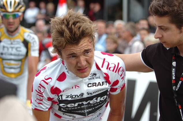 2010, Tour de Suisse, tappa 04 Schwarzenburg - Wettingen, Cervelo Test 2010, Heinrich Haussler, Wettingen  o0 Verletzung