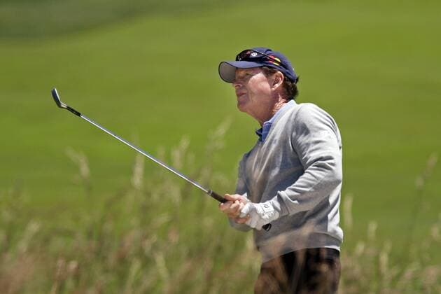 Tom Watson (USA) practices his chip shot to the 14th green during a practice round prior to the 2010 U.S. Open at the Pebble Beach, California, on June 16, 2010. Watson is playing in his fifth U.S. Open at Pebble Beach.  SFP20100616201